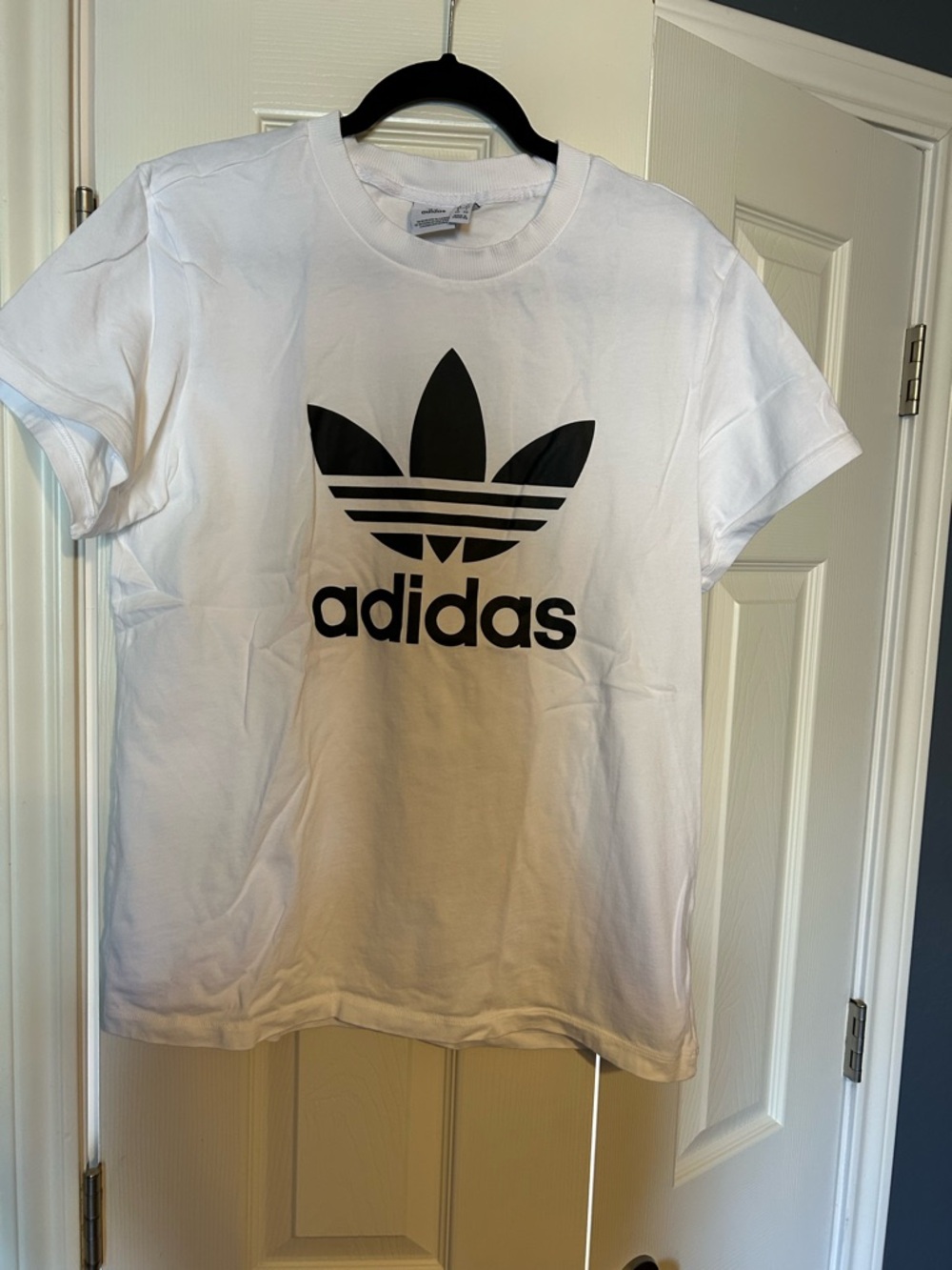 adidas White T-Shirt with Black Trefoil Logo